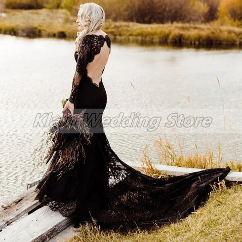 Customized Tulle Appliques Lace Wedding Dress V-Neck Long Sleeves Bridal Gown