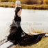 Customized Tulle Appliques Lace Wedding Dress V-Neck Long Sleeves Bridal Gown