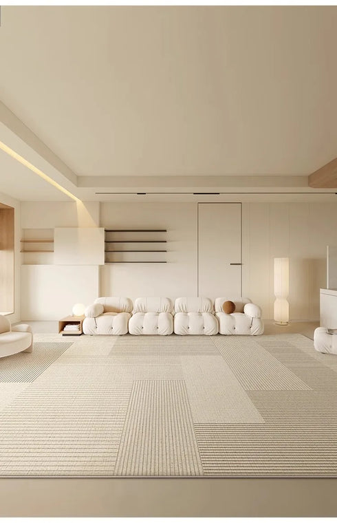 Geometric Cream Carpet Large Size Area Rug for Living Room Luxury Home Decoration Non-Slip Easy to Clean