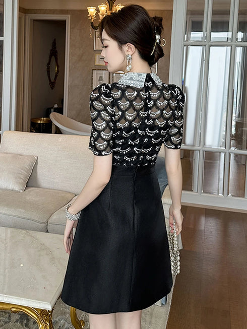 Summer Sweet Black Formal Occasion Short Dress Women Clothes Elegant Luxury A-Line Mini Party Prom Dresses
