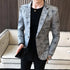 Spring Men's Printed Slim Formal Blazer Suit Jacket