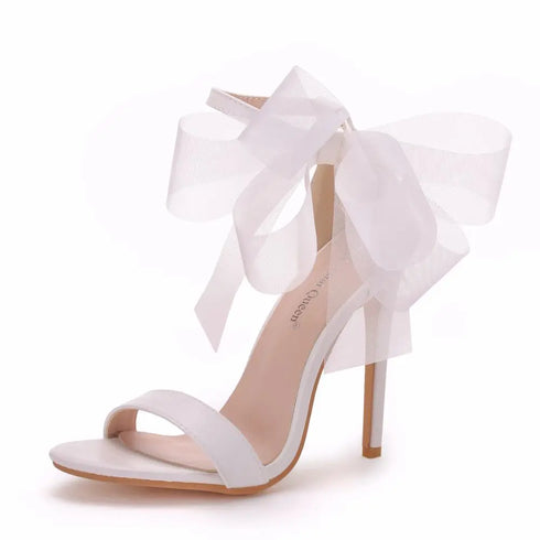 Elegant Women's Sandals with Pointed Toe and Butterfly Knot for Wedding and Office Wear