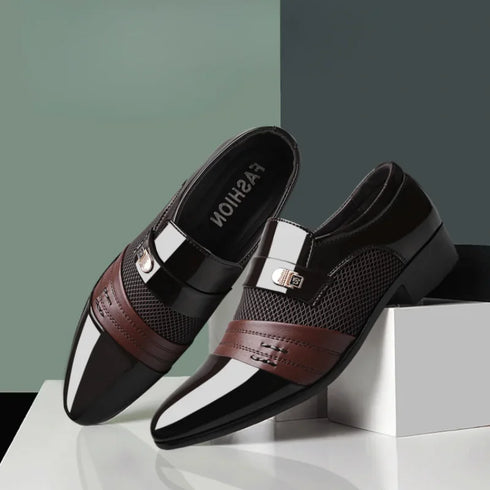 Classic Leather Oxfords for Men - Elegant Slip-On Dress Shoes for Business, Office, and Formal Occasions - Fashionable Loafers for Parties and Career Events