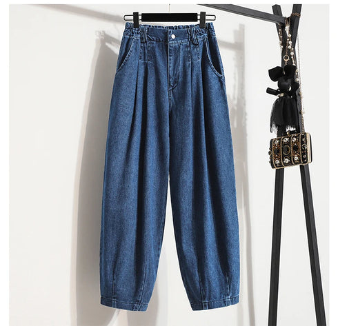 Women Casual Jeans Korean Style Streetwear Loose High Waist Denim Pants