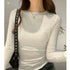 Slim Fit Long Sleeve O Neck T Shirt for Women Casual Streetwear Tops