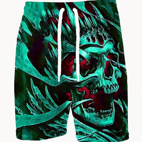 Men's Skull 3D Pattern Comfy Shorts for Summer Beach Sports