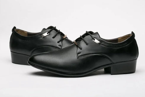 Elegant PU Patent Leather Oxfords for Men - Lace-Up Casual Business Dress Shoes for Office Work, Parties, and Weddings