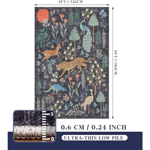 Jungle Animal Area Rug Non Slip Machine Washable Floor Mat for Living Room and Bedroom Decor