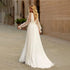 Customized Sexy Wedding Dresses Deep V Neck Long Sleeves Bridal Gowns A-Line Chiffon with Backless Lace