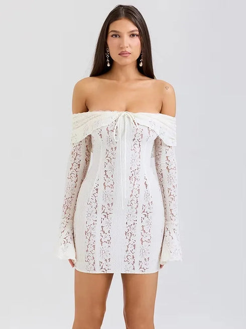 Mozision Lace Off-shoulder Sexy Maxi Dress Elegant Evening Dress