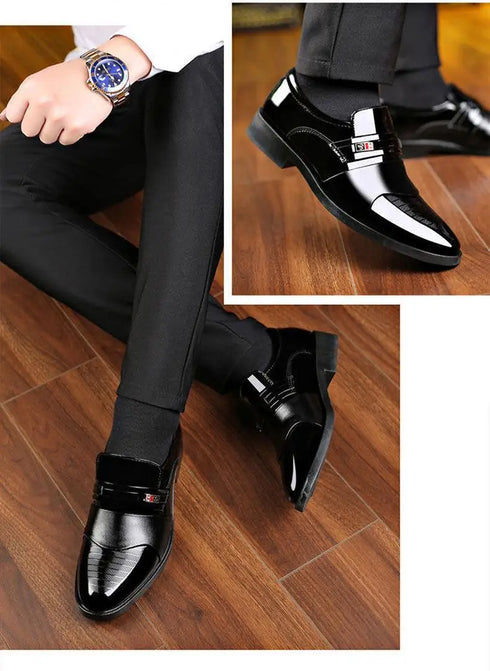 Luxury Men's Leather Oxfords - Classic Formal Slip-On Business Shoes for Office and Wedding Occasions