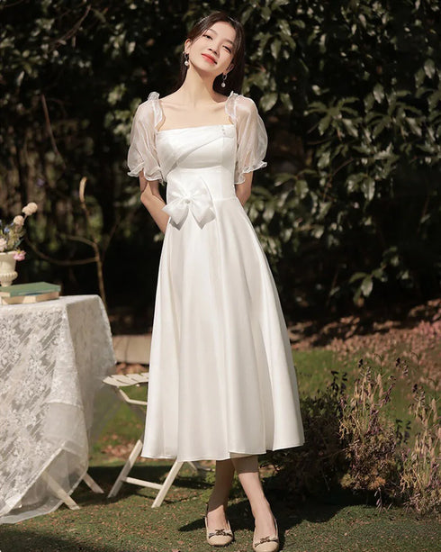Bridesmaid Dress Floor Length Jersey Gown With Ruched Bow Sweetheart Neckline For Wedding Party Dress