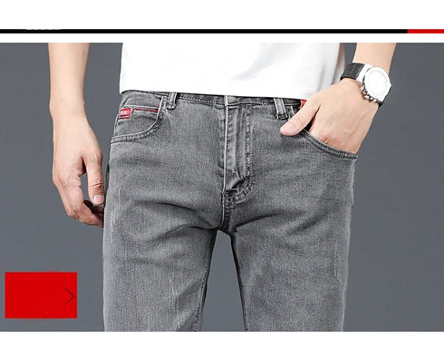 Slim Gray Blue Skinny Jeans for Men - Casual Denim Trousers