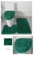 3 Piece Solid Color Bathroom Carpet Set Non-Slip Toilet Lid Cover Rugs Kit