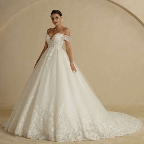 BEPEITHY Customized Luxury Strapless A Line Glitter Wedding Dresses