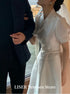 A-Line Elegant Wedding Dress With Lace-Up Back Short Sleeves Silk Satin Modern Gown