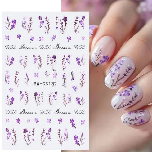 3D Nail Art Stickers with Daisy, Cherry Blossom, Petals, Leaves, and Butterflies for Spring and Summer Manicure Decoration Tips - Slider Style Nail Polish Accessories
