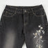 Floral Embroidery Vintage Low Rise Flared Jeans Women