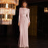 Luxury Women's Formal Occasion Dress Elegant O-neck Long Sleeve Bodycon Evening Party Robe