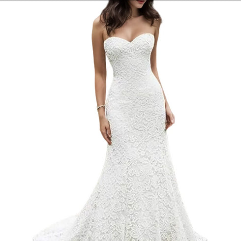 TSxuelian Sweetheart Lace Wedding Dresses Mermaid Off Shoulder Gown