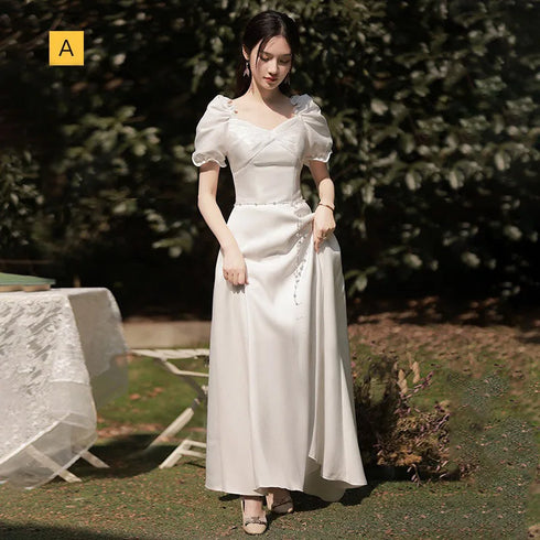 Bridesmaid Dress Floor Length Jersey Gown With Ruched Bow Sweetheart Neckline For Wedding Party Dress