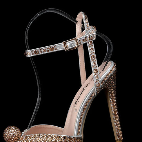 Elegant Women’s Gladiator Sandals with Luxury Pearls and Studs – Chic Peep Toe High Heels for Weddings and Special Occasions