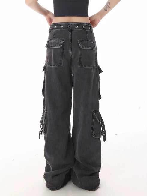 Classic High Waist Wide Leg Women’s Jeans with Multiple Pockets - Perfect for Casual Street Style and Fall Outfits