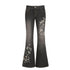 Floral Embroidery Vintage Low Rise Flared Jeans Women