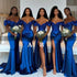 Off-Shoulder Mermaid Bridesmaid Dress Floor-Length Satin With Appliques For Maid Of Honor Wedding Party