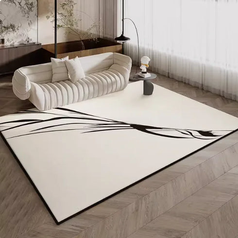 Luxury Living Room Decoration Black White Carpet French Style Area Rug Anti-slip Floor Mat