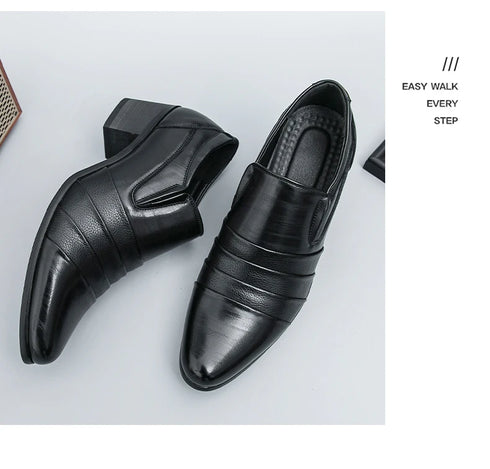 Leather Men's Elevator Oxford Dress Shoes for Wedding and Business Occasions