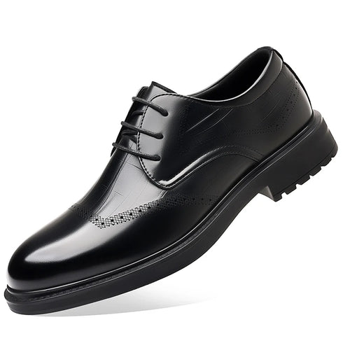 Leather Oxford Shoes for Men Elegant Minimalist Lace Up Business Casual Footwear