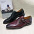 Men's Classic Cow Leather Brogue Shoes Lace-Up Pointed Toe Footwear