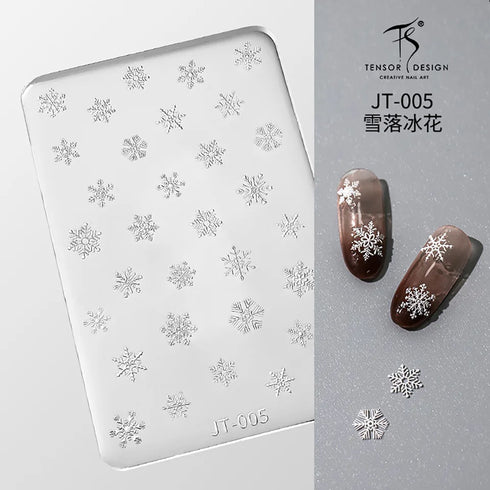 3D Relief Snowflake Sweater Carving Mold for Nail Art - Santa Claus and Elk Christmas Manicure DIY Template with Storage Box and Scraper
