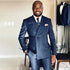 Male Formal Casual Suit with Peak Lapel Double Breasted Blazer and Pants for Weddings