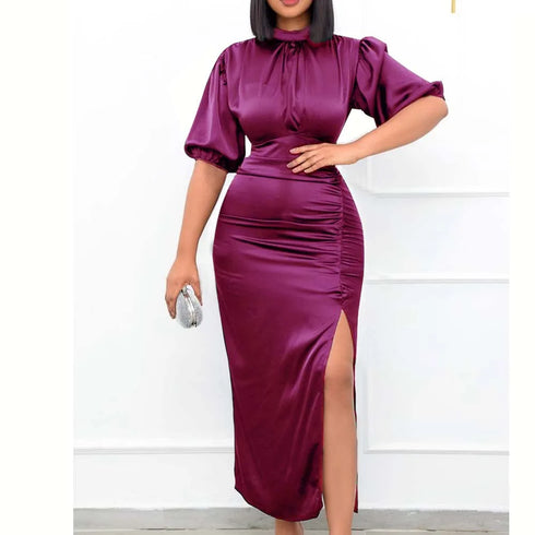 Long Dress Women Party Pleated Bandage Elegant Evening Maxi Dresses
