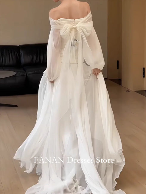 FANAN Off-Shoulder Mermaid Backless Wedding Dresses Plus Size