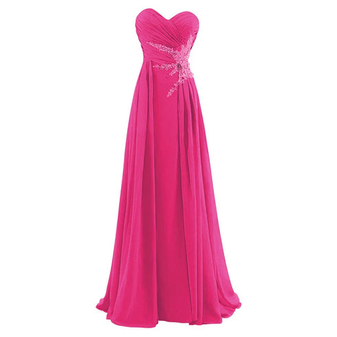 Strapless A-Line Chiffon Bridesmaid Dress With Beading Crystals and Pleats Corset Back