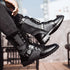 Punk-Inspired Mid-Calf Motorcycle Boots for Men - All-Match Denim Tooling Footwear