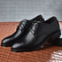 Elegant Black Leather Oxfords for Men - Formal Wedding, Party, and Office Business Shoes with Lace-Up Closure, Plus Size Available