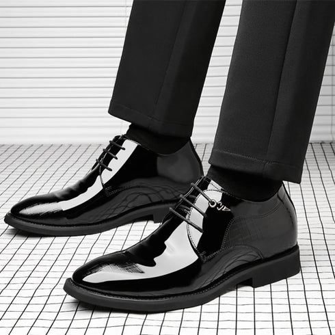 Elevator Dress Shoes for Men Patent Leather Heighten Formal Oxfords