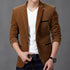 Men's Corduroy Smart Casual Slim Fit Suit Jacket with Single-breasted Design for Spring and Autumn - 4XL