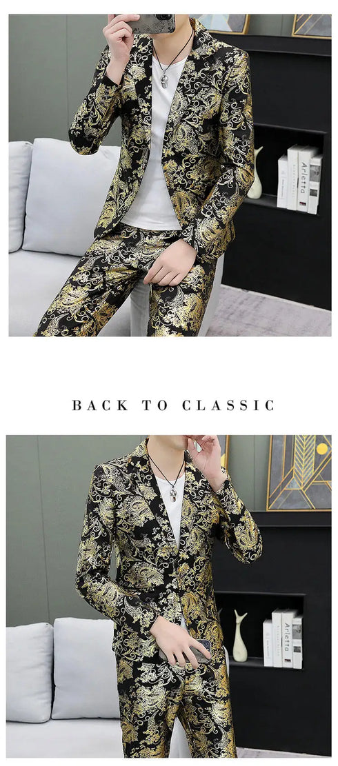 Men's Shiny 2-Piece Suit Set for Weddings - Smart Casual Style with Jacket and Pants