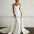 Chic White Satin Mermaid Wedding Dresses with Long Train