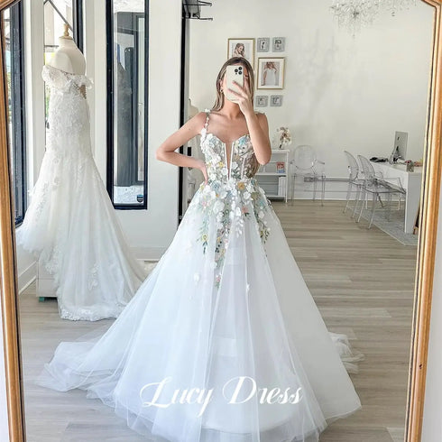 Lucy Customized Womens Dresses Gowns Wedding Dress Flower Decoration