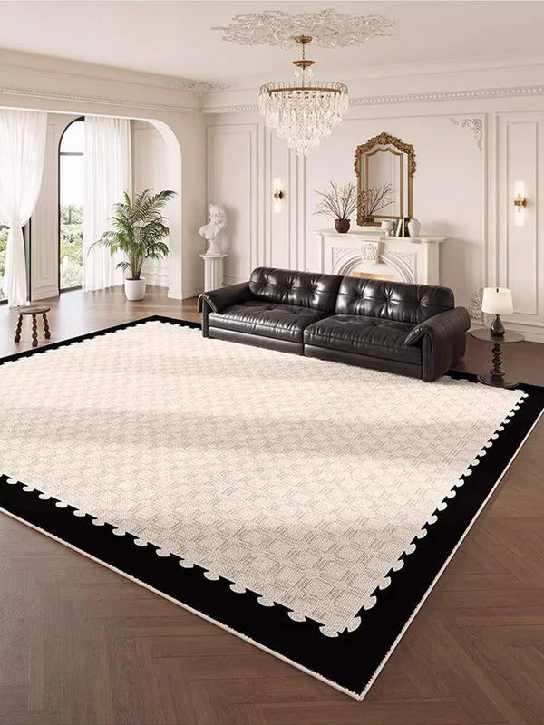 French Art Cream Striped Rug for Modern Home Decoration Living Room and Bedroom Comfort