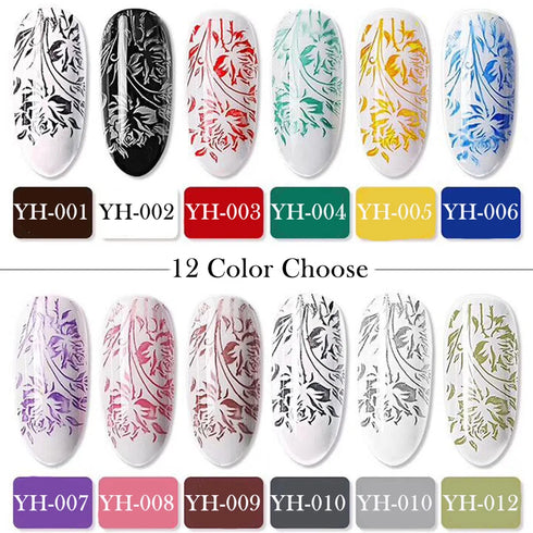 8ml Black Nail Stamping Gel Polish for Stunning Manicure Art with White Gold Transfer Gel, Perfect for UV Soak Off Varnish and Nail Art Stamping Plate Tools