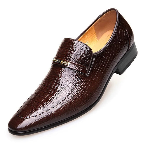 Men's Leather Shoes Casual Business Formal Shoes with Crocodile Pattern