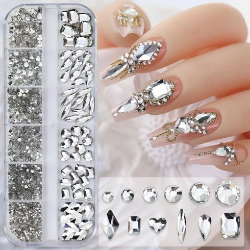 Luxury Nail Art Decoration with Mixed Rhinestones and Crystal Gems for Stunning Manicure Accessories - Perfect for Fall Season Nails