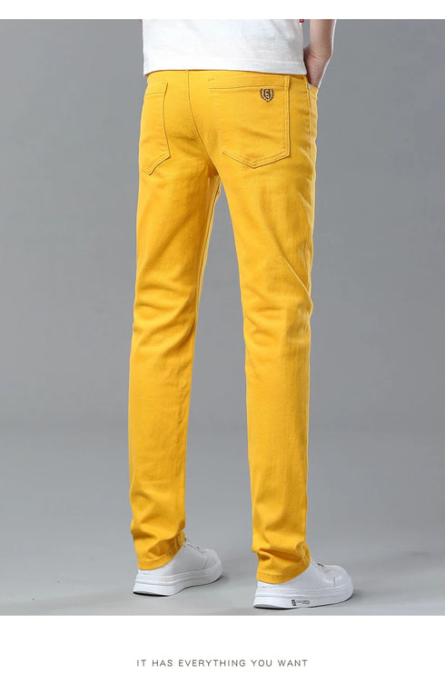 Men's Colorful Denim Stretch Comfortable Jeans for Casual Business Wear